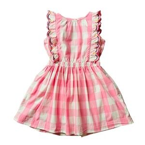 Crewcuts Pink and White Checkered Sleeveless Ruffled Dress Size 5